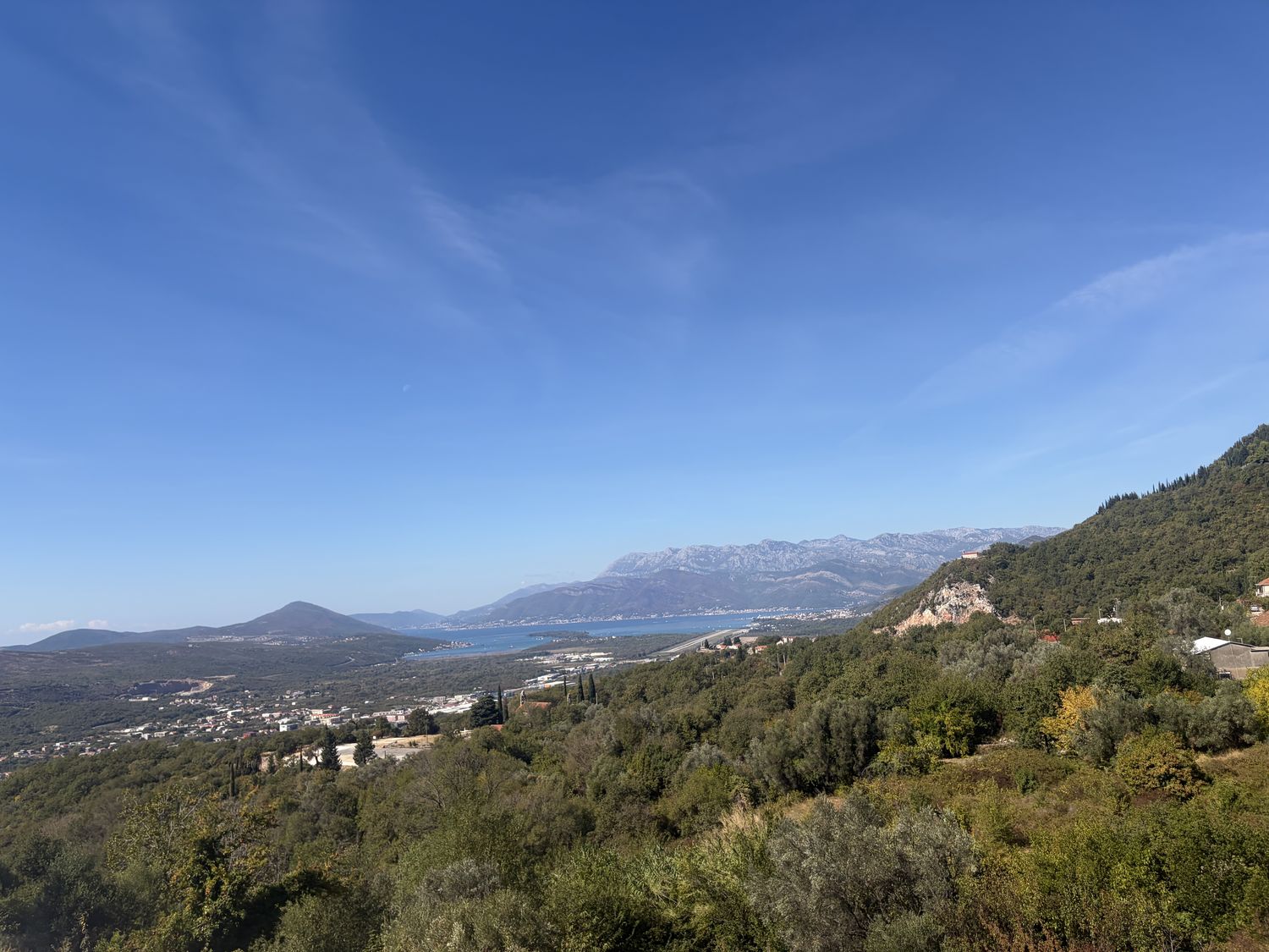 5 minutes later, looking back over the Bay of Tivat.