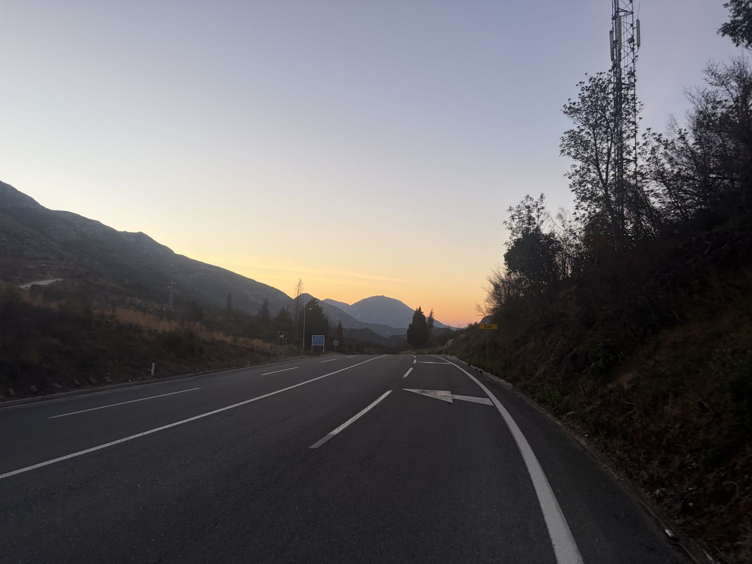 Riding before sunrise. The road to Sutomore.