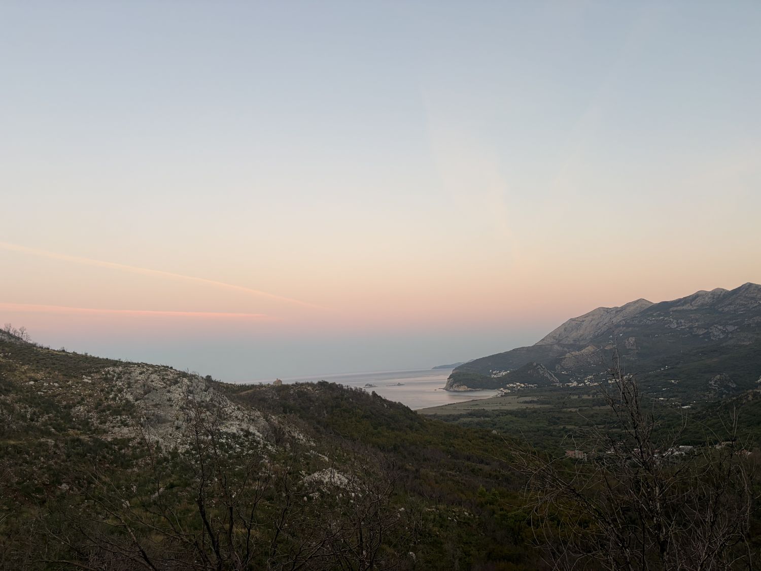 First light over the bay, 20 minutes out of Petrovac.